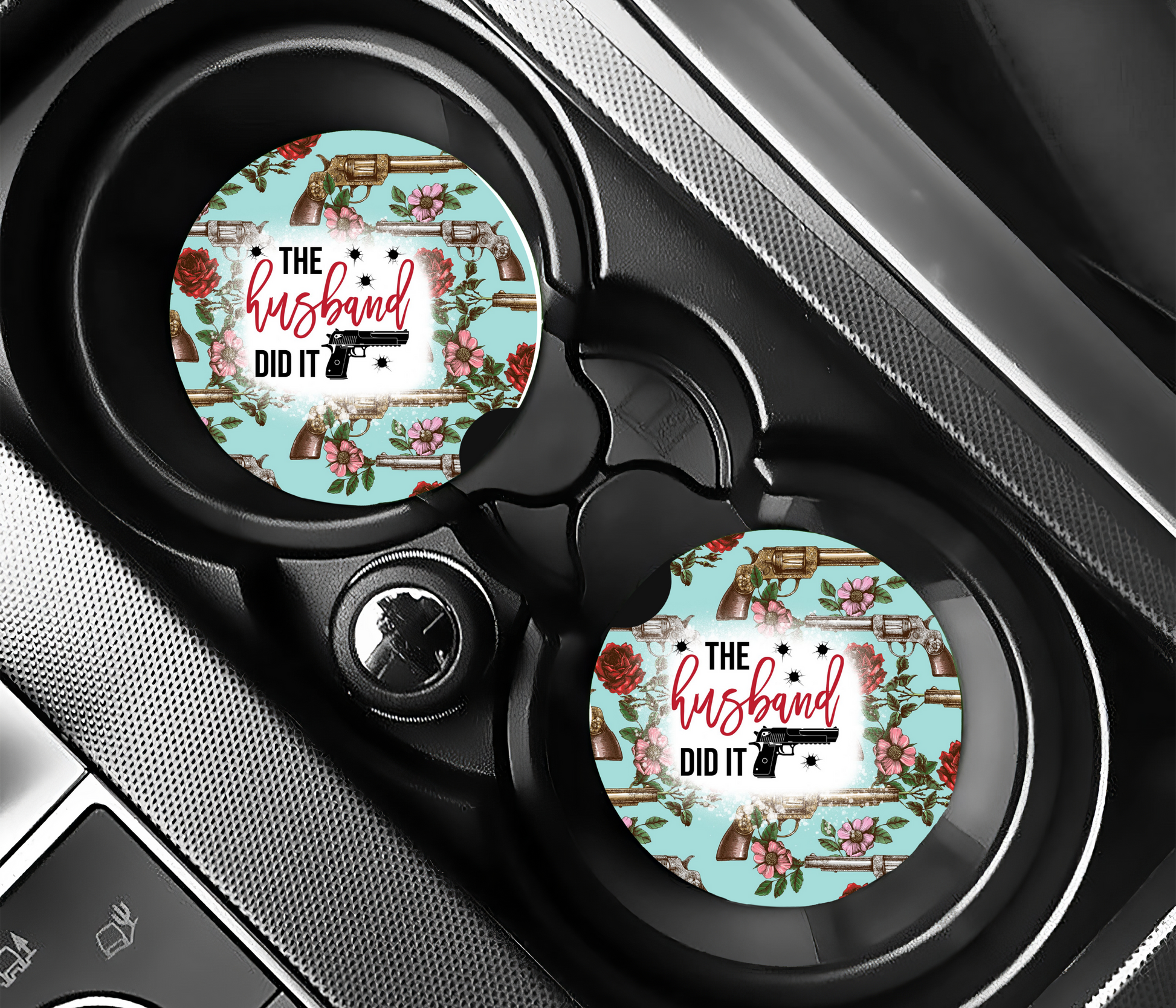 Husband Did It Car Coaters