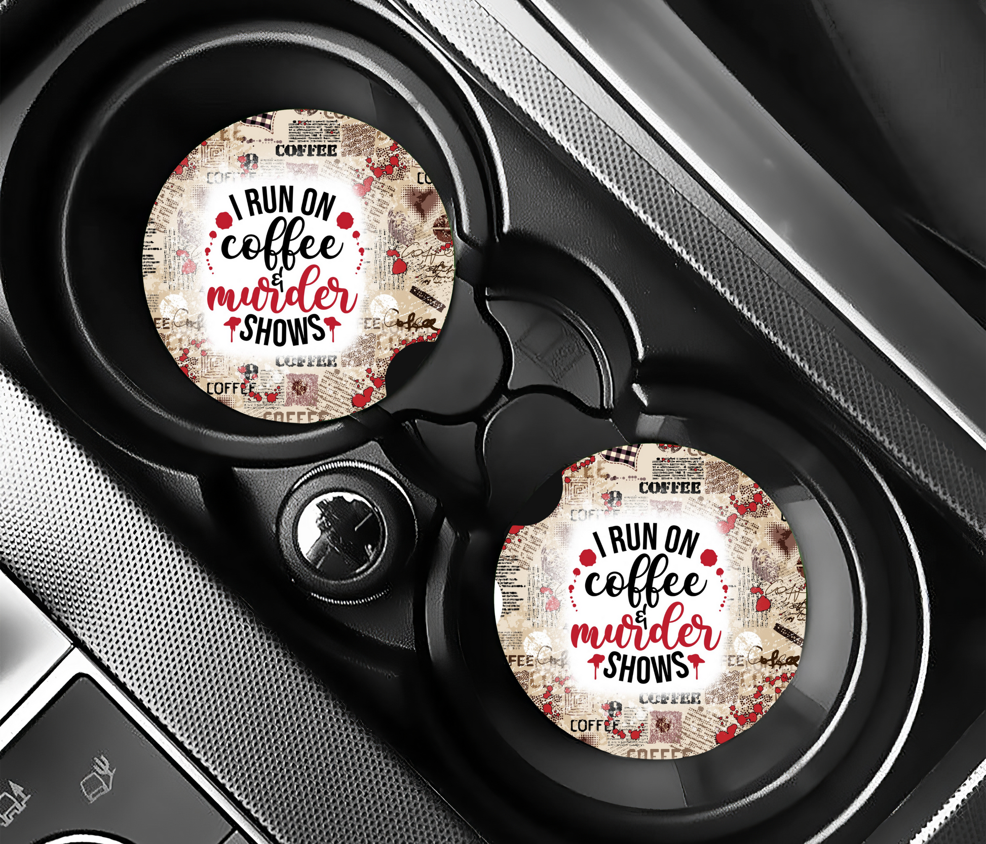 Coffee & Murder Shows Car Coasters