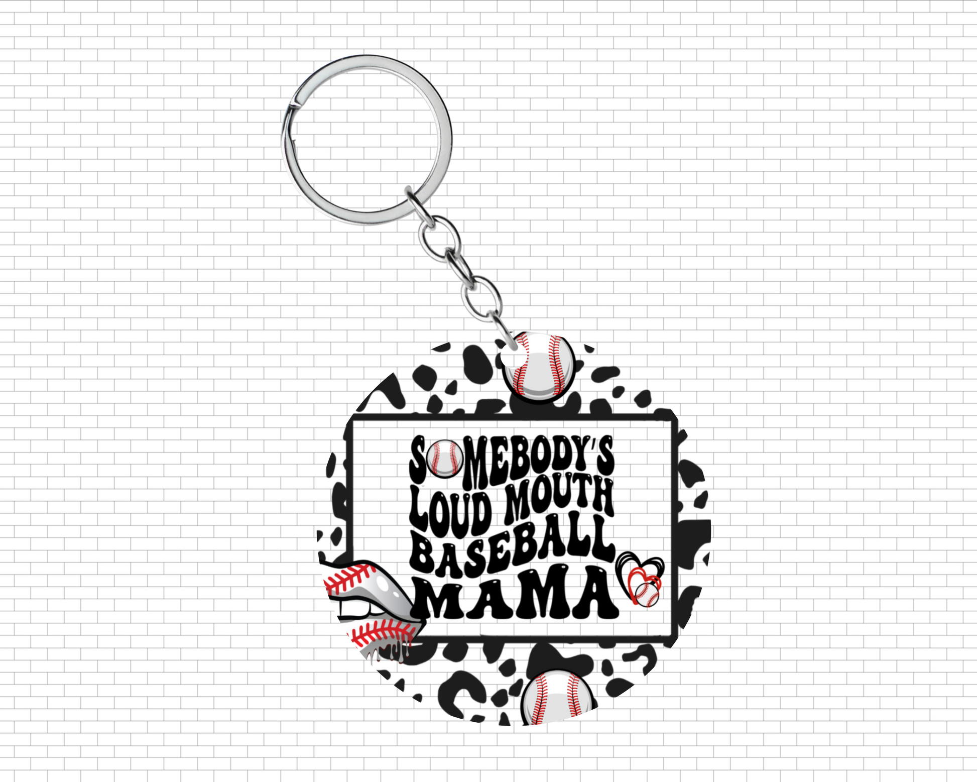 Loud Baseball Mama Keychain