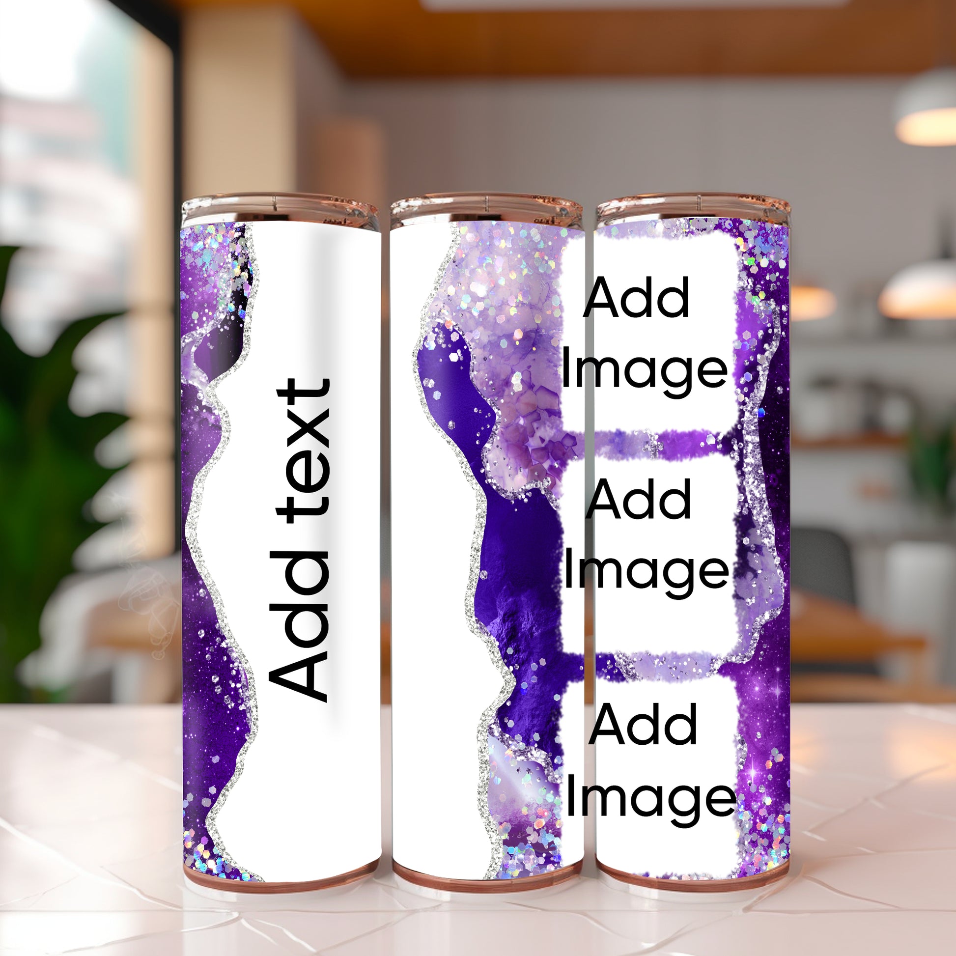 Purple 3 Picture Tumbler