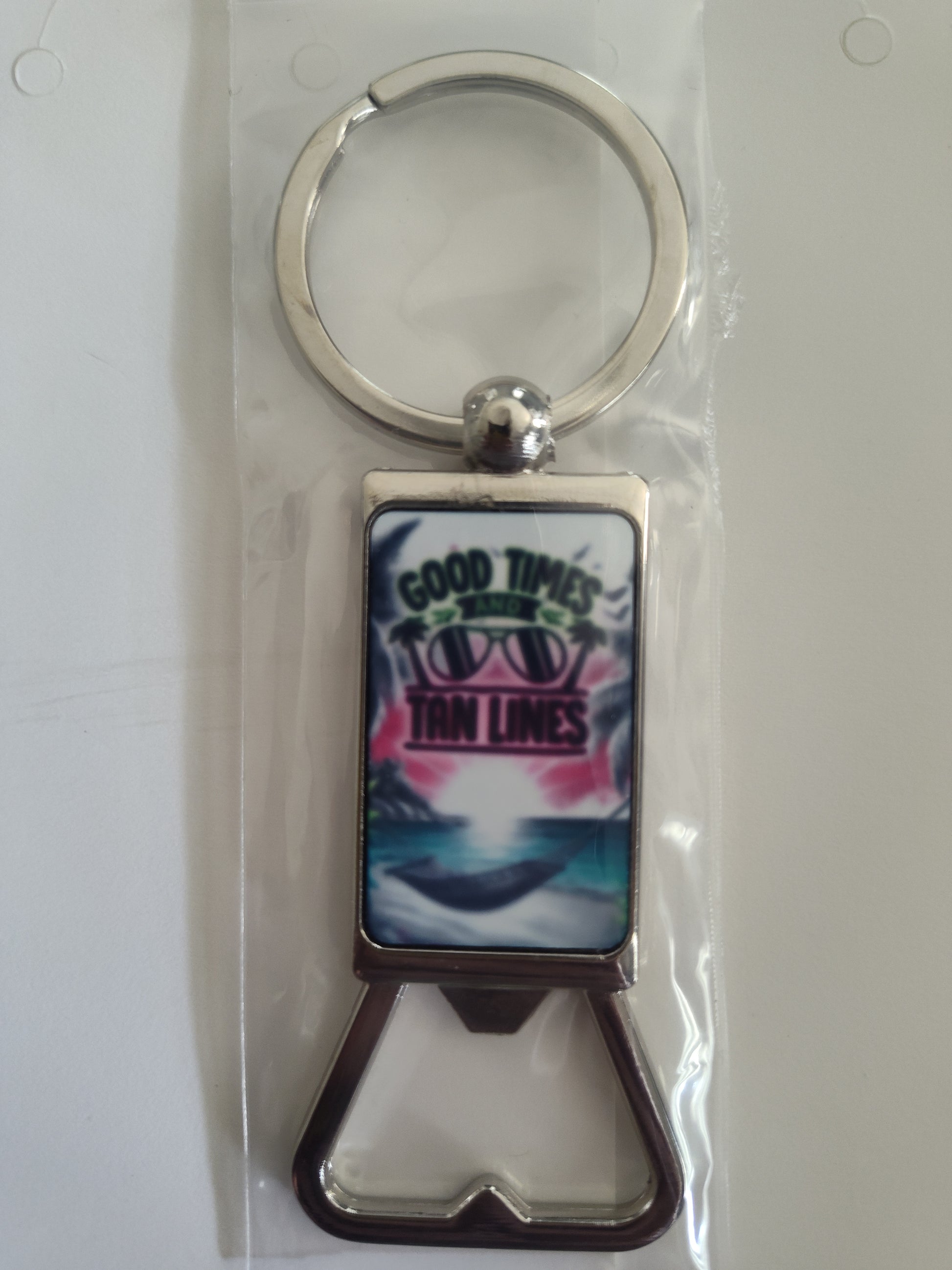 Good Times Tan Lines Bottle Opener Keychain