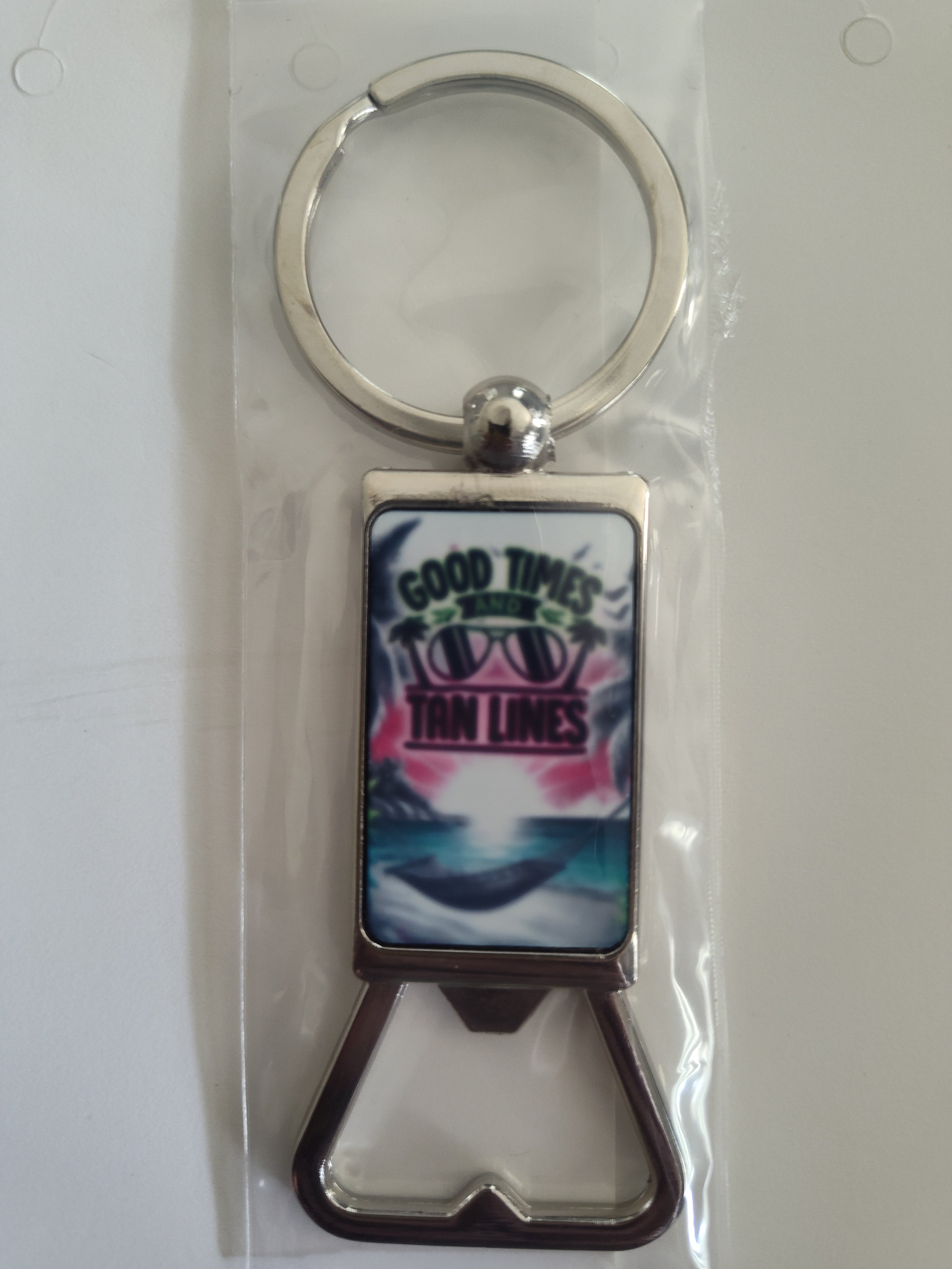 Good Times Tan Lines Bottle Opener Keychain