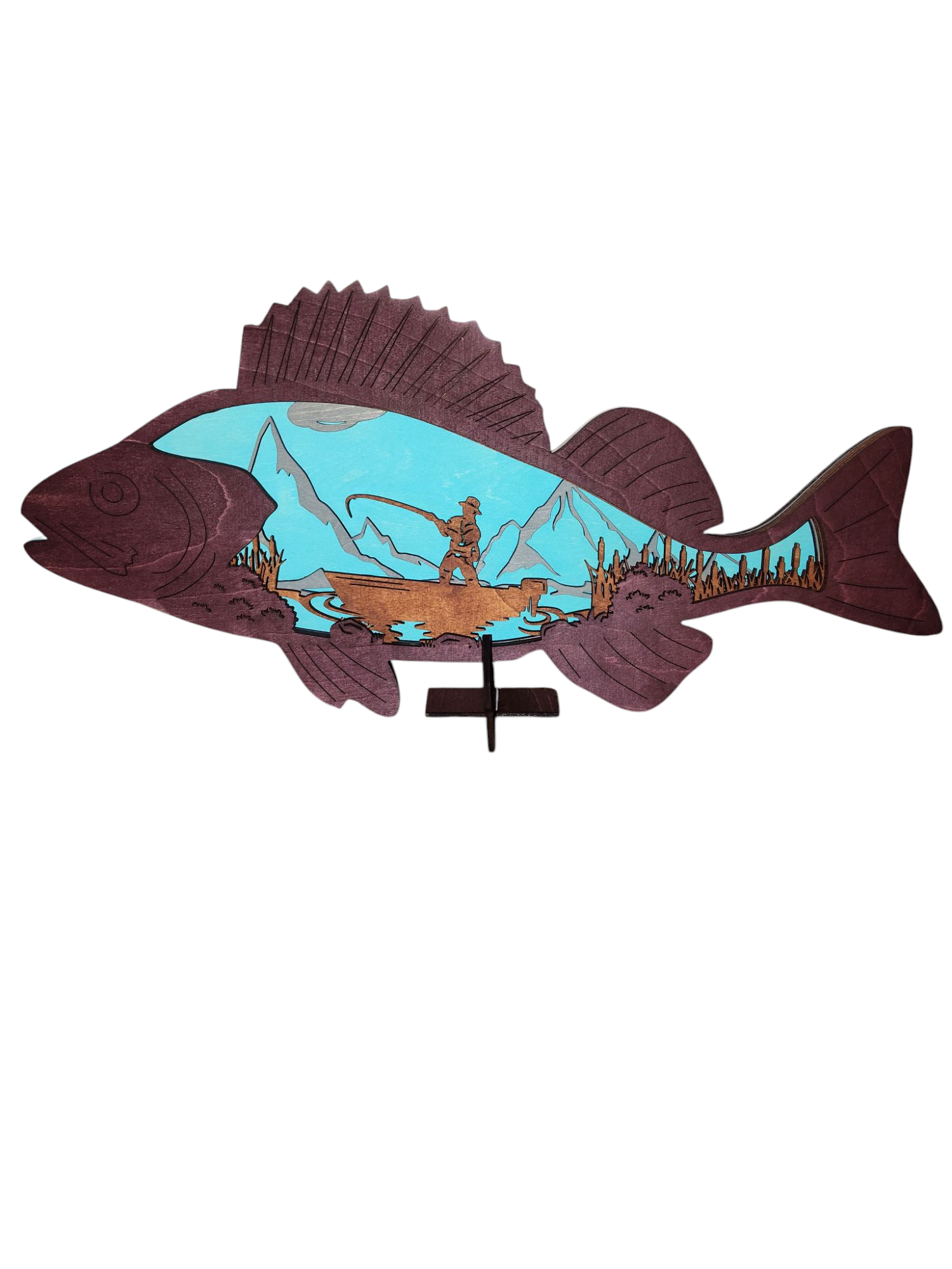 4 Layer Bass Fisherman Wood Art